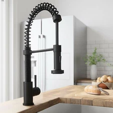 Matte Black Kitchen Faucet Sink Pull Down Sprayer Swivel Mixer Tap Single Handle