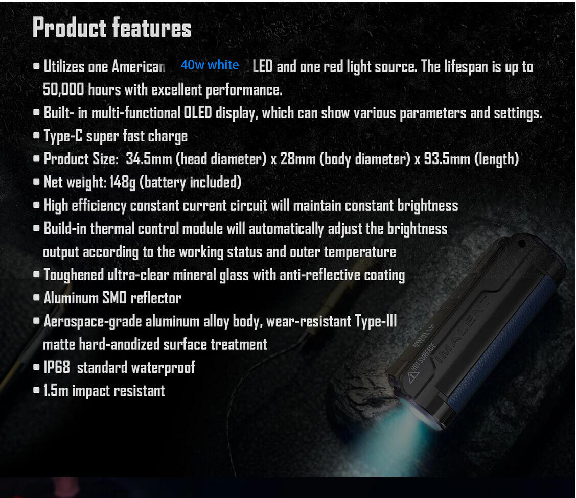 IMALENT BL70 High Power EDC Flashlight 6000 Lumens USB Type