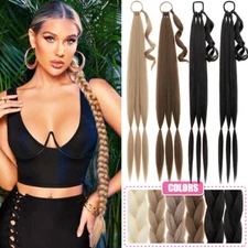 Long Thick Braided Hair Wrap Around Ponytail Hair Extensions AS Human Pony Tail