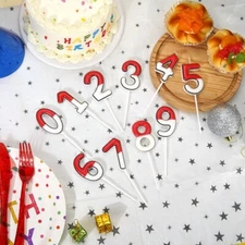 Red&White Birthday CandlesHappy Birthday Cake Candle Decoration Numbers