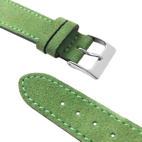 Reloj de cuero de becerro alemán gamuza verde de 20 mm correa con punta a juego - Imagen 3 de 4