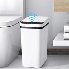 Bathroom Trash Cans with Lid Touchless Automatic Motion Sensor 4 Gallon Small...