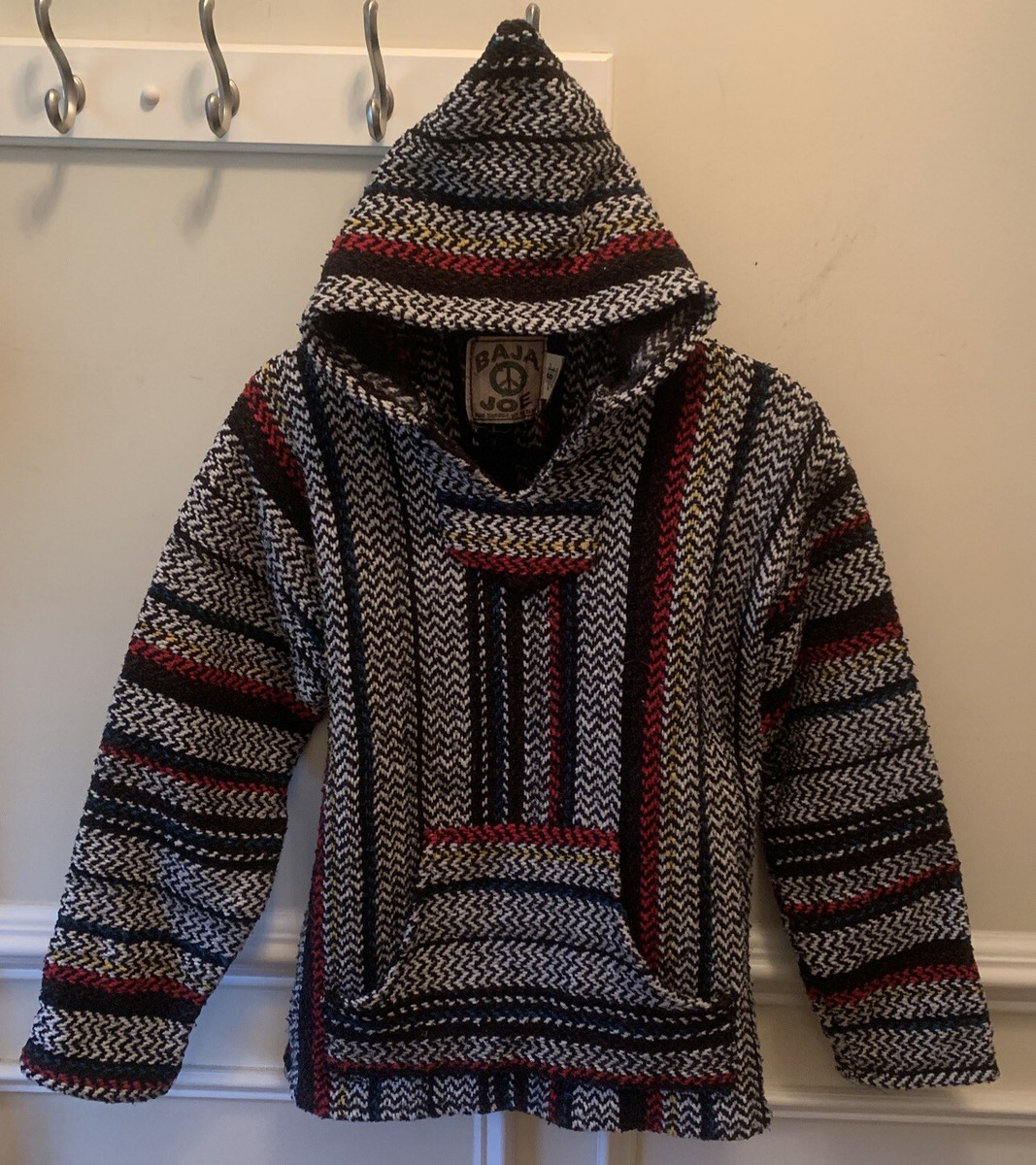Baja Joe Mexican Baja Hoodie Poncho Style Pullover Made in Mexico