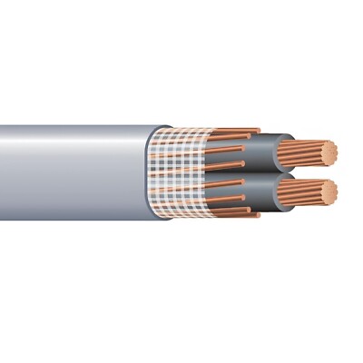 2-2-2 Copper SEU Service Entrance Cable PVC Jacket Gray 600V