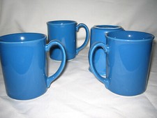 Vintage Set of 4 Corning Ware Corelle Blue Coffee Cups Mugs 3 7/8" H EXCELLENT