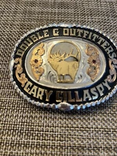 Vintage Red Bluff Double G Outfitters With Garnets Belt Buckle 