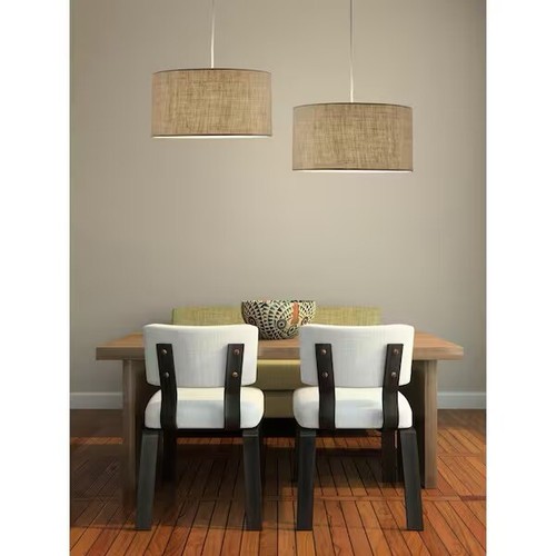 Adesso Harvest 1-Light Burlap Drum Pendant - Picture 2 of 3