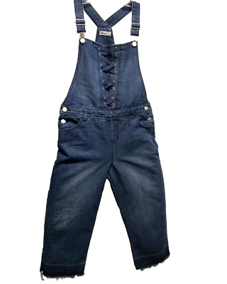 Epic Threads Womens Bib Capri Overalls Size 16 Girl Missy Blue Lace Up Bust