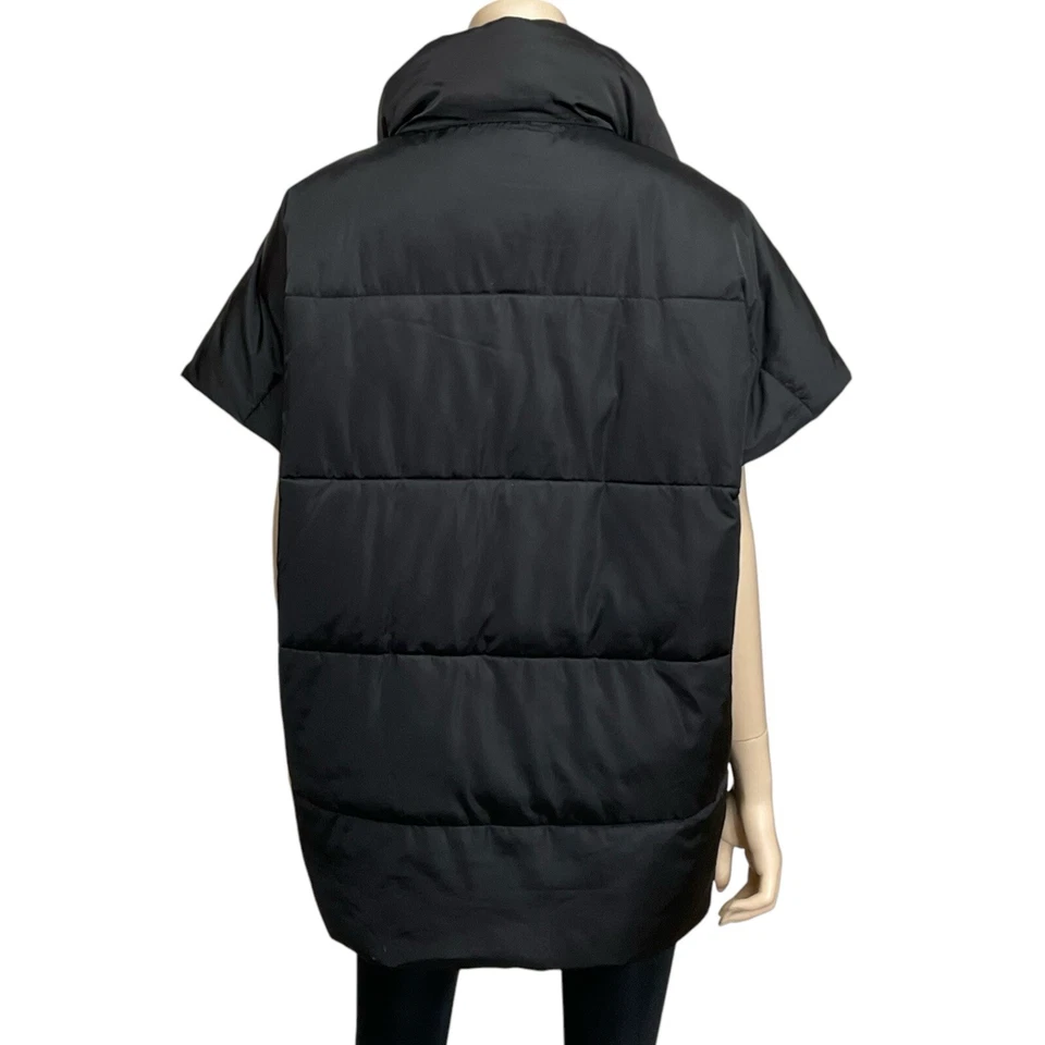 Kenneth Cole Puffer Vest Womens Large XL Black Zip Snap Stand Up Neck NWT $139 - Image 4 of 4