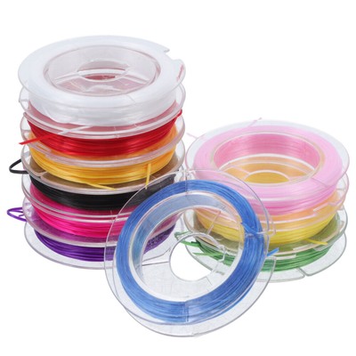 Stretchy Bracelet String 0.8mm Flat Elastic Cord 10 Rolls for Crafting