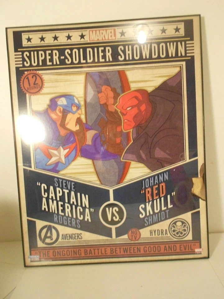 MARVEL 11"x14" Glass Framed Poster CAPTAIN AMERICA vs RED SKULL - FREE SHIPPING! - Image 2 of 4