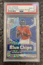 5914 JUSTIN FIELDS 2021 Mosaic 4 Blue Chips No Huddle Silver RC Rookie PSA 10
