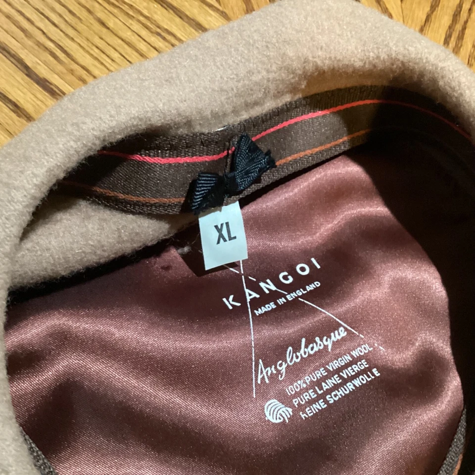 Vintage KANGOL Beret Hat Mens XL 100% Virgin Wool Kangaroo Tan Made in England - Image 3 of 4