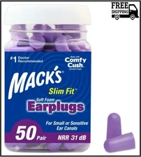 Mack's Slim Fit Soft Foam Earplugs, 50 Pair - Small Ear Plugs for Sleeping, Snor