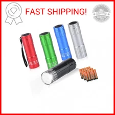 5 Pack of Flashlights 9 LED Mini Aluminum Flashlight Bulk with Lanyard 15 AAA Ba
