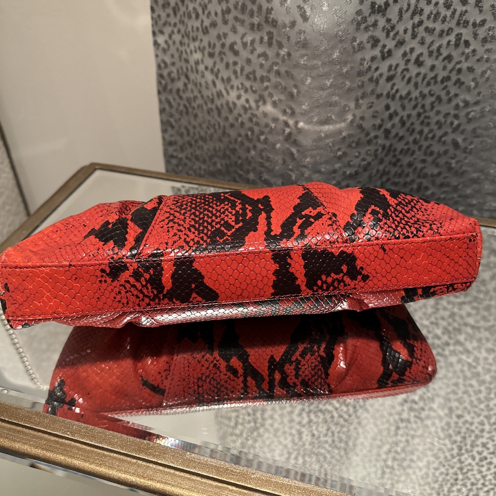 Calvin Klein Leather Framed Python Bag Clutch - image 2