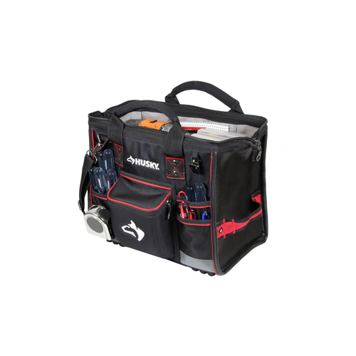 HUSKY Heavy Duty Large Mouth Tool Bag with Tool Wall 16 in. Storage
