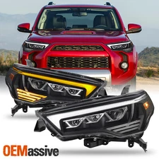 For 14-23 Toyota 4Runner Halogen Projector Black Headlights Pair w/ LED Signal