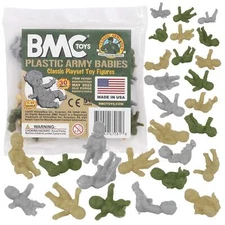 BMC OD Green Gray Tan Miniature Baby Doll 1:32 Scale Plastic Playset Figures US