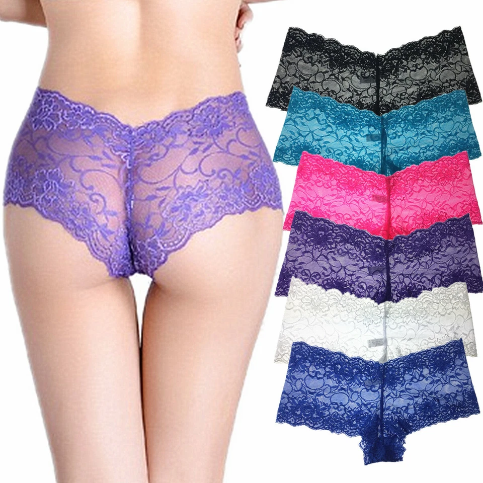 6 Pcs Lot Womens Sexy Full Lace Boyshorts Panties Hot Briefs Underwear,S-XXL - Image 4 of 4