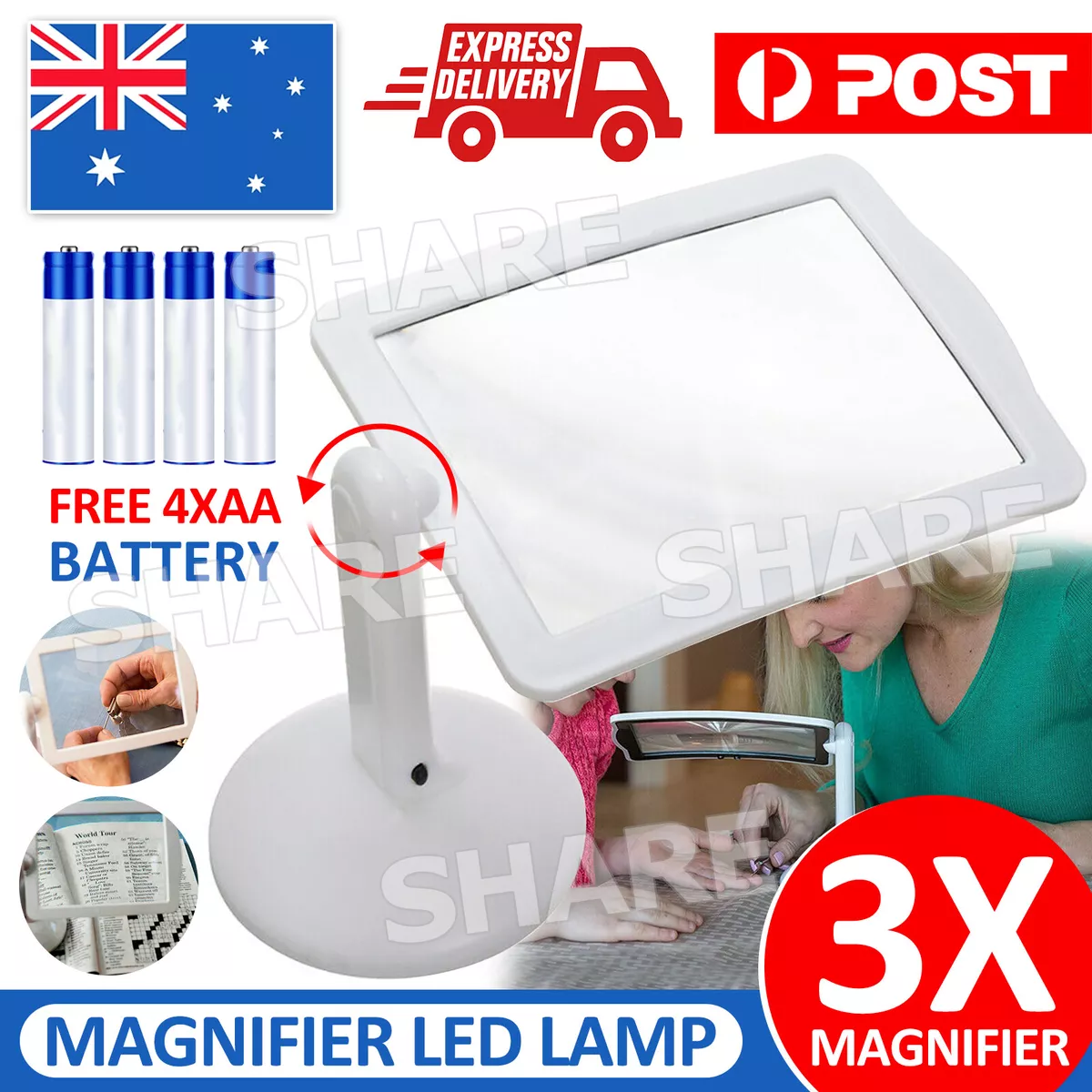 Large desk magnifying glass with light deals