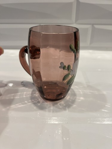 Hand painted Amethyst glass Glass mug - Picture 3 of 8