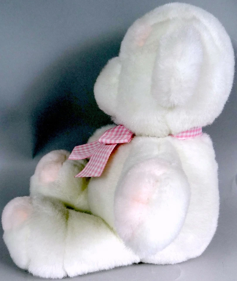 婴儿高达毛绒泰迪熊白色粉红色格子领结复古 1992 年无损坏 — 第 2/4 张图片