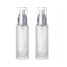 2PCS 120ml/4.2oz Refillable Frosted Glass Lotion Pump Bottle Cosmetic Travel ...