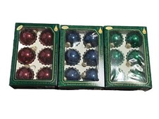 18 Vintage Christmas by Krebs Glass Ball Ornaments Made In USA Blue Emerald &Red