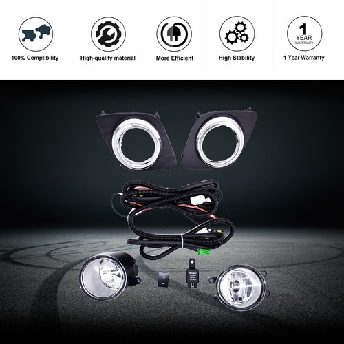Bumper Chrome Fog Lights Fit for 2009-2012 TOYOTA RAV4 W/bulb+harness+switch - Picture 3 of 14