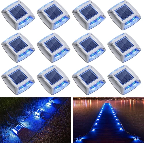 CLAONER Solar Driveway Lights Outdoor Sidewalk Avenue Dock Deck Steps Lamp IP68