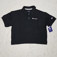 Champion Middleweight Cropped Short Sleeve Black Polo Women's Size Small