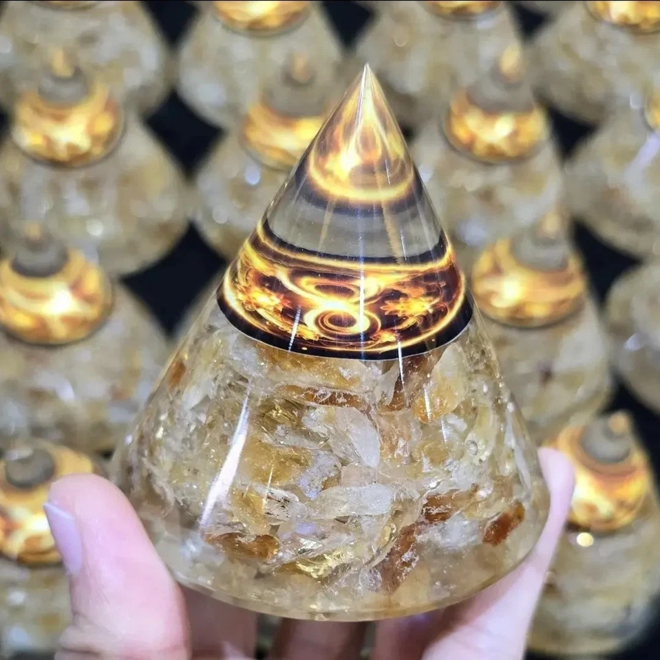Yellow Citrine Cone Pyramid Powerful Stone Crystal Wealthy Success Good Luck New - Image 3 of 4