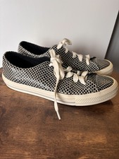 Converse AllStar UK6 Ladies Unisex Snakeskin Leather Laced Sneakers Chuck Taylor
