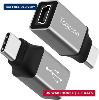 Mini USB to USB C Adapter 2 Pack, Mini USB (Female) to USB Type-C (Male) Convert