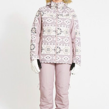Ladies size 12 XTM Women's Pia II Snow Jacket Fog Mosaic - Fur Hood NEW 993