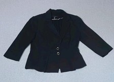 WHBM Peplum Blazer Jacket 8 Black Office Sire Padded Shoulder Preppy Minimalist