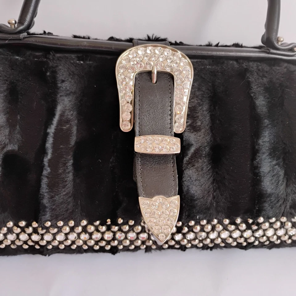 Bolso de mano vintage Raviani negro imitación piel estrás alfombra de fin de semana médico Foto 3 de 4