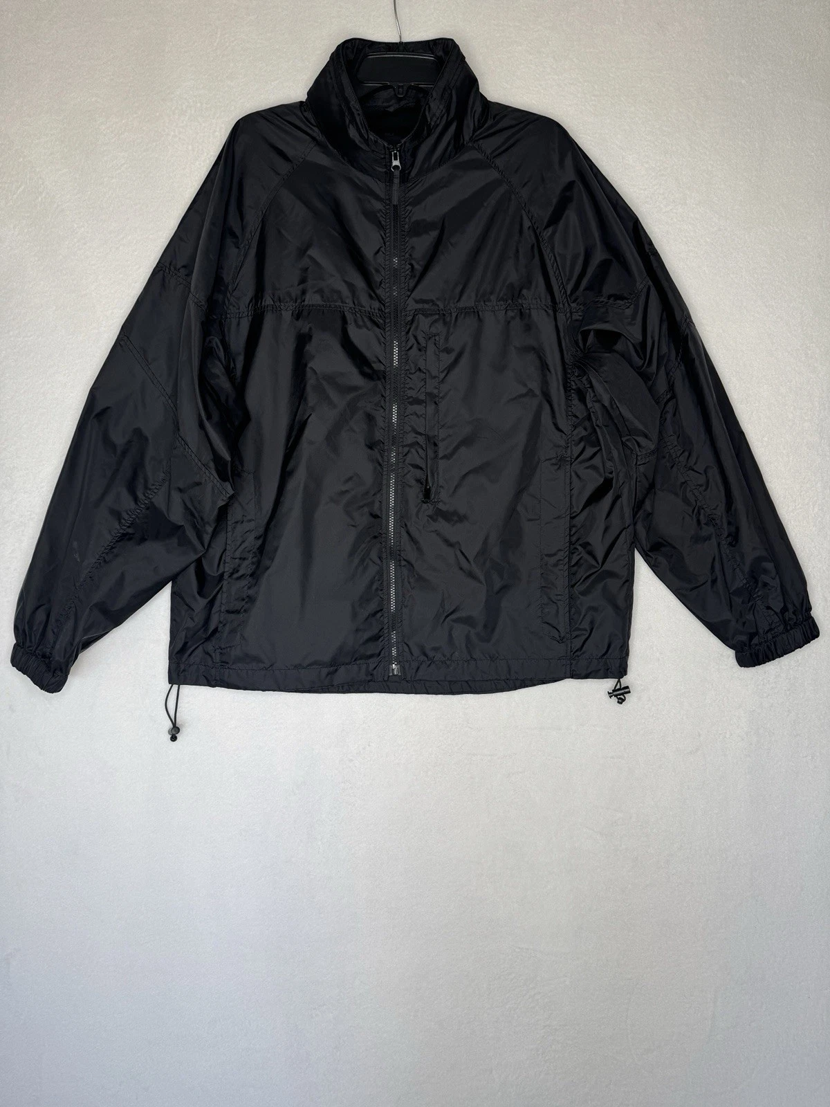 Totes Packable Windbreaker Jacket L Black Hooded Lightweight