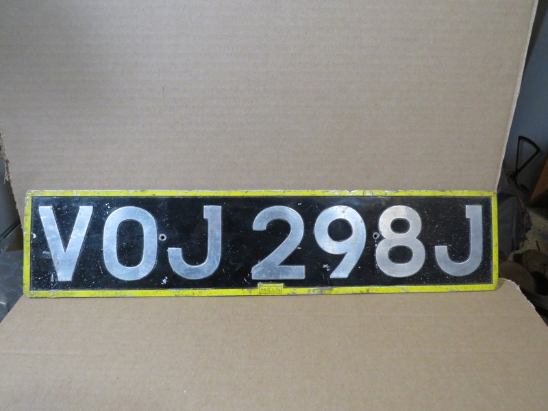 Vintage Foreign License Plate  VOJ298J  (20"1/2 x 4"1/2 )  Aluminum*