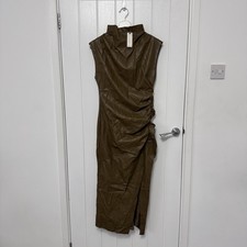 Anthropologie Faux Leather Midi Bodycon Dress Size UK 6 NWT RRP£130 Green