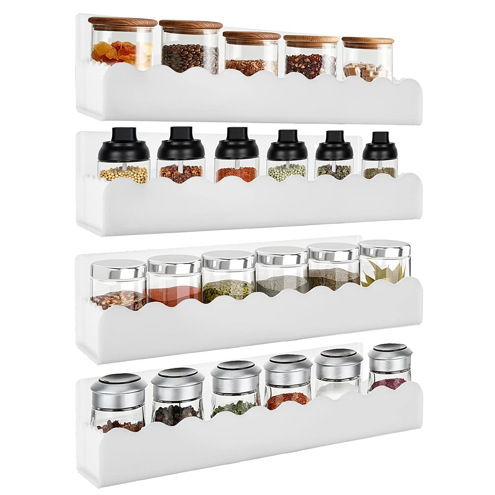 12 inch Spice Rack Wall Mounted,4 Pack Spice Organizer Shelf for Stove Cabine...