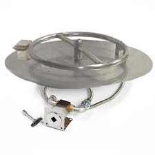 HPC Fire Match Light Fire Pit Kit with Round Burner, Natural Gas, 8in. Flat Pan
