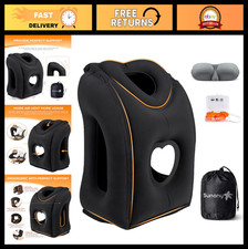 Inflatable Travel Neck Pillow for Long Flights, Cars Office Napping Eye Mask
