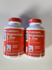 Up & Up Calcium, Magnesium, & Zinc 250 Caplets Each Exp 3/2028 Lot Of 2
