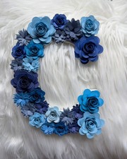 Purple Blue Handmade Custom Floral Letter C - Wall Art Nursery Decoration