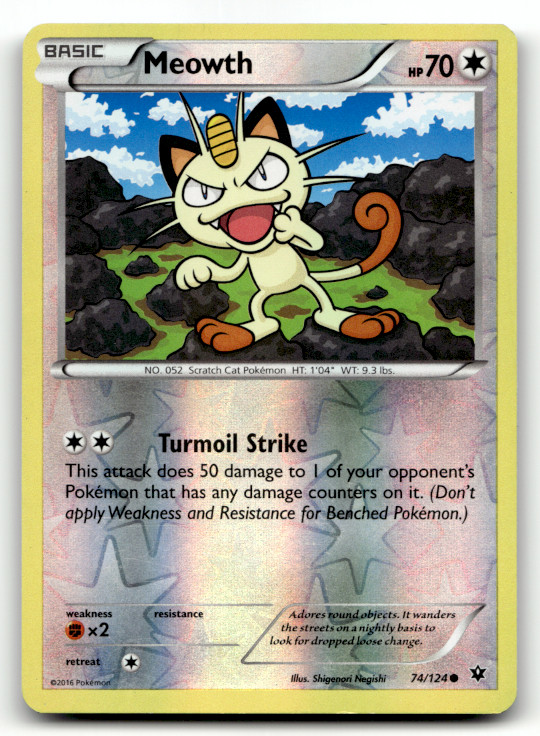 Meowth 74/124 Reverse Holo Common XY - Fates Collide LP