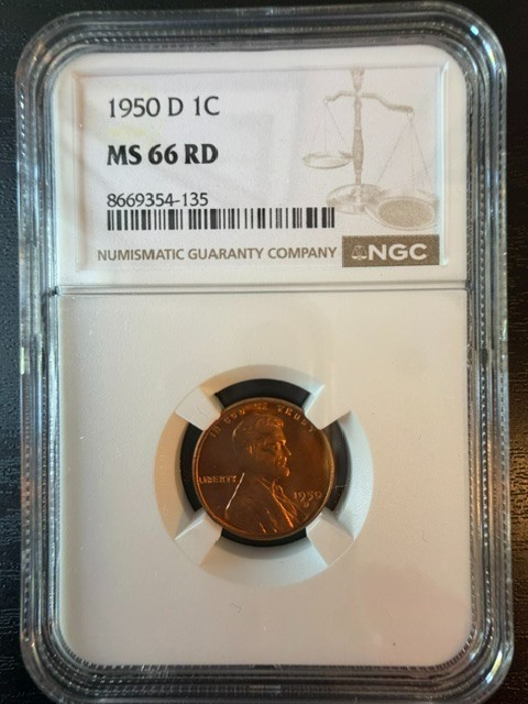 1950-D 1C MS 66 RD Lincoln Cent