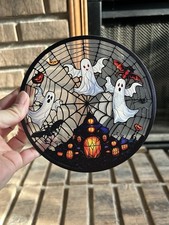New Unused Printed Plastic Suncatcher With Ghosts Halloween Spooky Haunted House