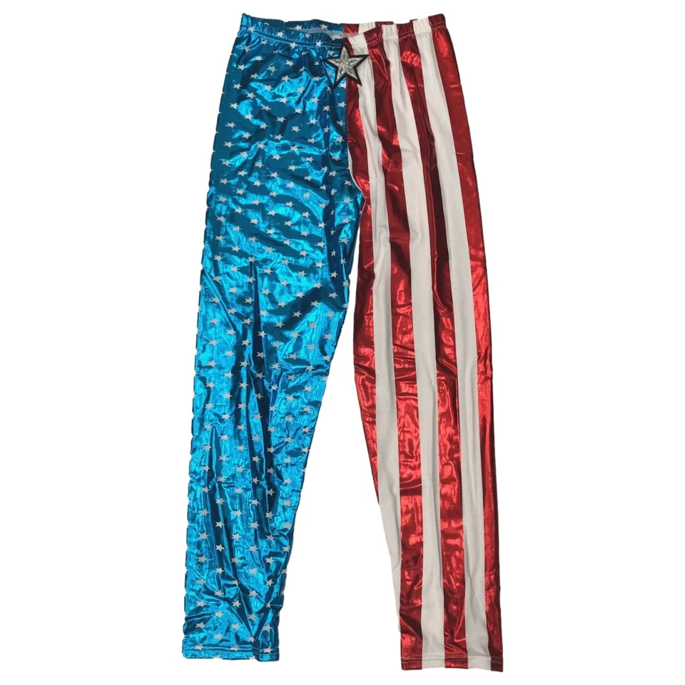 Mujer Azul Brillante Patriótico Sueño Americano Leggings Disfraz Halloween S/M Foto 2 de 3